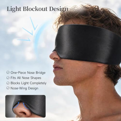 Silk Sleep Mask – 100% Mulberry Silk Eye Mask for Sleeping - color: Silk Black