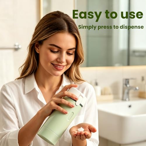 4 in 1 Travel Pump Dispenser Bottle, 30ML 4 Pack Leak-Proof Pump Containers with Measurement Scale & Label Stickers, Portable Bottles for Toiletries, Shower & Travel Use - color: White