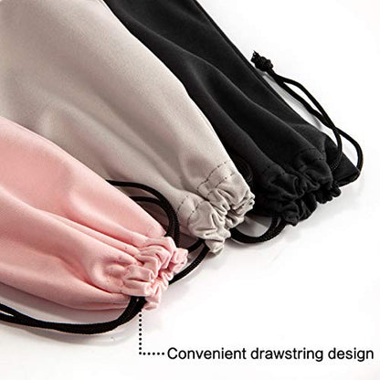TRIUMPH VISION Glasses Case Soft Eyeglass Case Sunglass Pouch Cloth 3 Pack - color: 3 Pack (Black,pink,grey)
