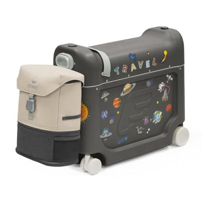 Stokke JetKids Travel Bundle, Midnight Grey - Includes BedBox Ride-On Suitcase & Backpack - Best for Kids 2-7 Years Old (Up to 77 lbs) - color: Midnight Grey