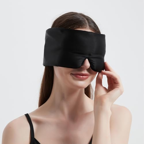 Weighted Sleep Mask ALASKA BEAR Silk Eye Mask for Compression Sleeping - color: Black_weighted