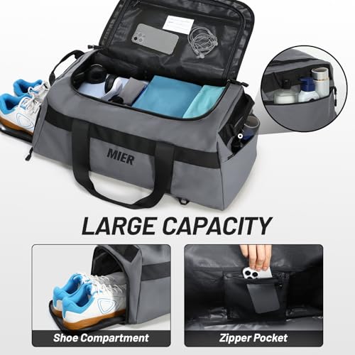 MIER Men's 60L Gym Duffle Bag Large Weekender Travel Duffel Backpack, Gray - color: Grey