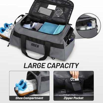MIER Men's 60L Gym Duffle Bag Large Weekender Travel Duffel Backpack, Gray - color: Grey