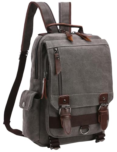 mygreen Canvas Cross Body Messenger Bag Shoulder Sling Backpack Travel Rucksack - color: Grey-zipper Shoulder