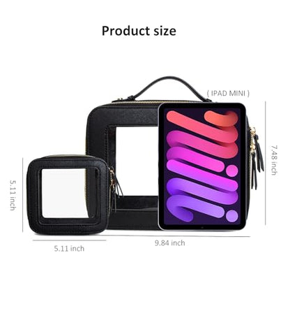 Small Clear Makeup Bag for Purse,Travel Cosmetic Case Mini(Mini Black) - color: Black, style: Mini