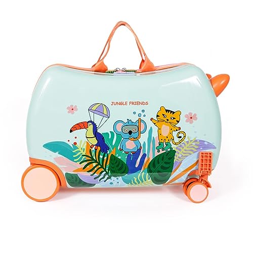 Milk&Moo Ride-On Suitcase For Kids, Jungle Friends Themed - color: Green