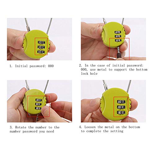 3-Digit Cable Luggage Locks Re-settable Combination, Alloy Body Color Locks (Black, Silver, Green, red, Blue (5 Pack))