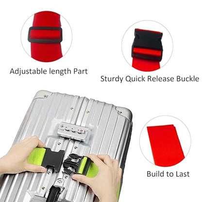 4 Pack Red Luggage Straps, Adjustable Travel Belt for Suitcases, Secure Buckle Suitcase Accessories - color: Red