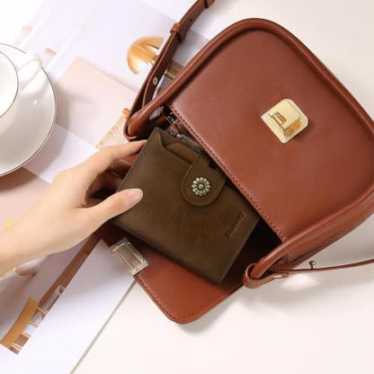 Wallet Women,RFID Blocking Womens Wallet,Leather Bifold Compact Small Wallet for Women Card Holder with Zip Coin Pocket(apricotbrown) - color: b8-apricotbrown