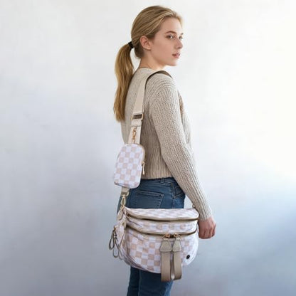 Security Carry Bum Bag CCW Fanny Pack with RFID Pouch(Beige+white) - color: Beige+white