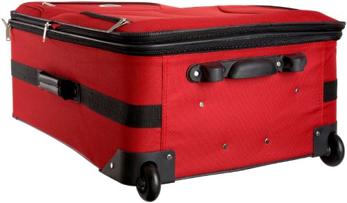 Rockland Journey Softside Upright Luggage Set,Expandable, Red, 4-Piece (14/19/24/28) - color: Red, size: 4 Piece (28"/24"/19"/14" Tote)