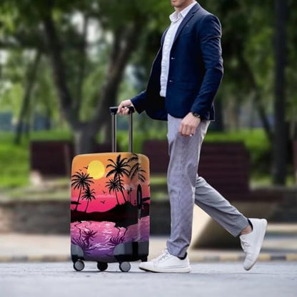 Cozeyat Sunset Tropical Palm Tree Luggage Cover Washable Suitcase Cover Suitcase Protector Anti-scratch Suitcase cover Fits 18-32 Inch Luggage - color: C Sunset Tropical Palm Tree, size: S(18"-21"cover)
