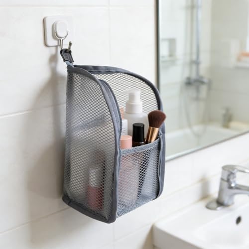 Standing Toiletry Bag Stand up Makeup Brush Holder for Travel, Black, Cosmetic Case