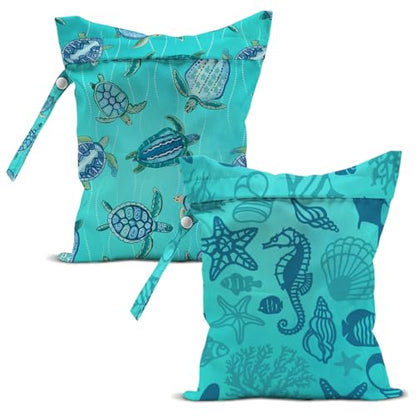 2 Pcs Sea Turtle Wet Bags, Ocean Wet Dry Bag, Sea Turtle Gifts for Women - color: Multicolor 0111