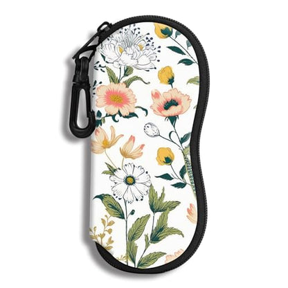 Hion Sunglasses Soft Case Ultra Light Neoprene Zipper Eyeglass Case With Belt Clip - color: 2b-beautiful Flowers