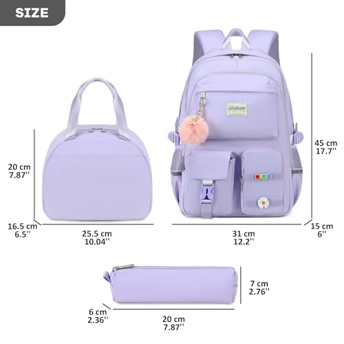 abshoo School Backpack for Girls Teen Elementary Middle High School Bookbag - color: Purple