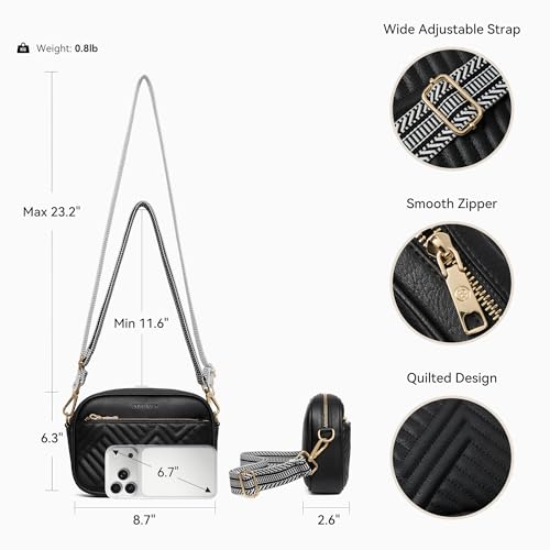 BOSTANTEN Quilted Small Crossbody Bag for Women Vegan Leather Purses - color: Black