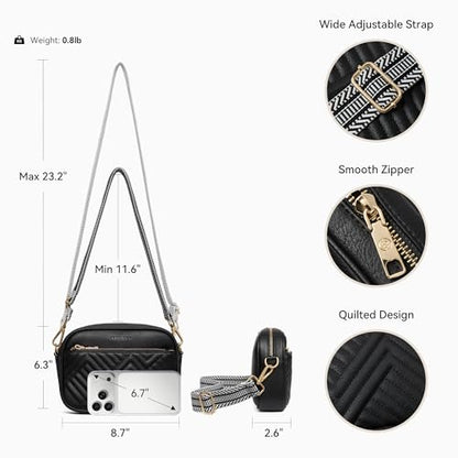 BOSTANTEN Quilted Small Crossbody Bag for Women Vegan Leather Purses - color: Black