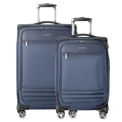 Ricardo Beverly Hills Softside 2 Piece: 20 Carry-On & 24 Medium Checked, Lightweight Expandable Luggage Set, Spinner Wheels, TSA Lock, Telescopic Handle, Eco-Friendly Material, Ashbury Series, Navy - color: Navy, size: 2-Piece Set (20, 24)