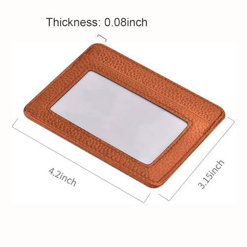 EASTNIGHTS Credit Card Holder Slim Wallet Leather Minimalist Wallet with ID Window - color: brown