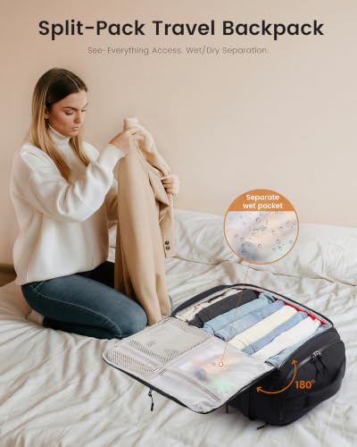 LOVEVOOK Travel Backpack for Women Men, 50L Large Capacity Travel Bag - color: Cream‑khaki, size: 50L-4Pcs
