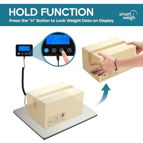 Smart Weigh Heavy-Duty Shipping Scale, 440 lb x 2 oz, Wide Platform, USB-C - color: Extra Wide