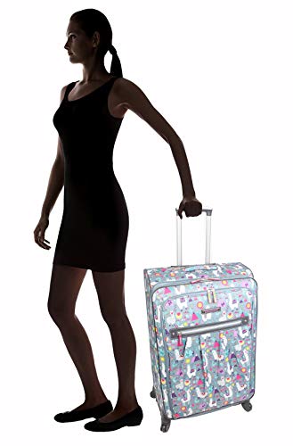 Lily Bloom Design Pattern 28" Luggage Softside Expandable With Double Spinner Wheels, Large Lightweight Suitcase Checked Bag For Women - color: Llama Mama