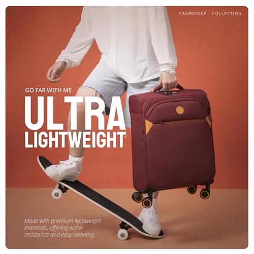 Verage Cambridge Lightweight Luggage Softside Expandable Spinner Wheel Suitcase (Burgundy, Carry-On 20-Inch) - color: Burgundy, size: 20-Inch