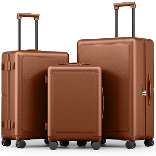 Joyway 3-Piece Hardshell Luggage Set, Spinner Wheels, 20 24 28 Inch, Brown - color: Cognac Brown, size: 3-Piece Set (20/24/28)