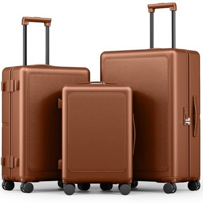 Joyway 3-Piece Hardshell Luggage Set, Spinner Wheels, 20 24 28 Inch, Brown - color: Cognac Brown, size: 3-Piece Set (20/24/28)