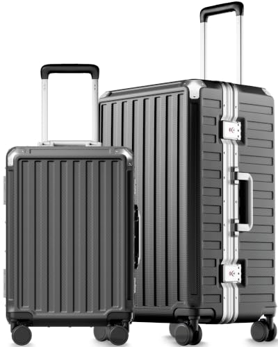 LUGGEX 2-Piece Zipperless Luggage Set, 20/24 Inch, Charcoal Metallic - color: Charcoal Metallic, size: 2 Piece Set（20/24）