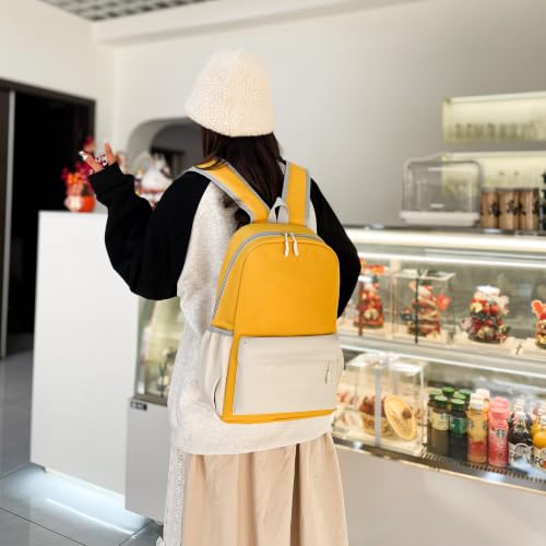 AOTIAN Medium Backpack, Men Women Casual Daypack for College Travel Work - color: Yellow White - 16 Inch