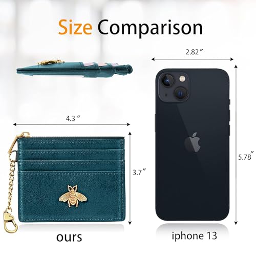 SEAVILIA Credit Card Holder Small Keychain Wallet for Women RFID Blocking - color: Peacock Blue