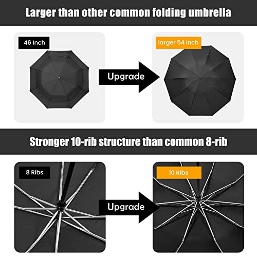 G4Free Windproof Strong 54 Inch Large Reverse Portable Travel Umbrella - color: Black