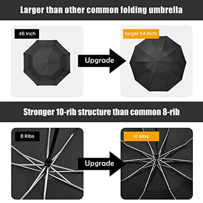 G4Free Windproof Strong 54 Inch Large Reverse Portable Travel Umbrella - color: Black