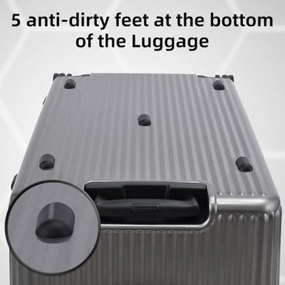 Kaleenie 29 Inch Aluminum Frame Checked Luggage Top Opening - color: Gray, size: 29 Inch
