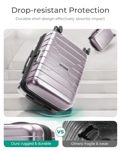 BAGSMART Carry-On Luggage 20" Expandable Spinner 22x14x9,Rose Purple - color: Rose Purple