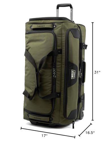 Travelpro Bold Drop-Bottom Wheeled Duffel Bag, Olive/Black, 30-Inch - color: Olive/Black