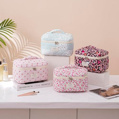 uekeboag Large Travel Quilted Makeup Bag for Women - color: 1Pc Checker Cherry