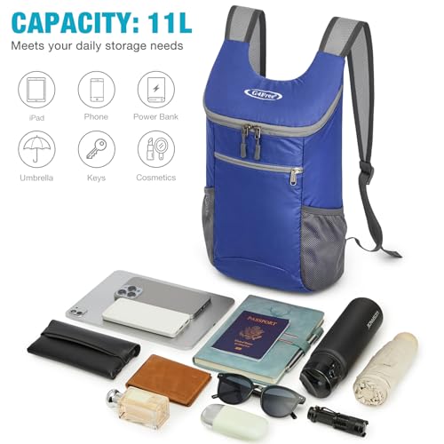 G4Free 10L Lightweight Packable Hiking Backpack, Nylon Daypack Daily Travel - color: Sapphire, size: Small