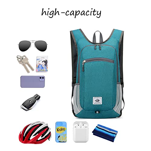 DOJUNS Hiking Backpack 15L Small Travel Backpack Lightweight Foldable Daypack Packable Camping Backpacks for Women Men (Black) - color: Black