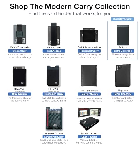 Modern Carry Eclipse Card Holder – Full-Coverage Elastic Minimalist Wallet for Men & Women, Slim Front Pocket Card Case, Secure Stretch Band Holds 2–12 Cards & Cash, Ultra-Thin Everyday Carry (Black) - color: Black