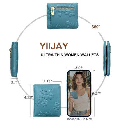 Small RFID Womens Wallet Travel Bifold Compact Slim thin Credit Card Holder - color: Dark Green