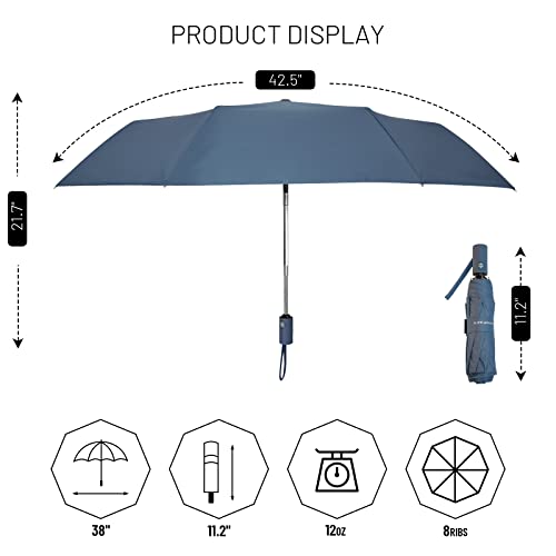 SY COMPACT Umbrella Automatic Travel Waterproof Light Folding Umbrellas Easy Carry for Women and Men - color: Blue