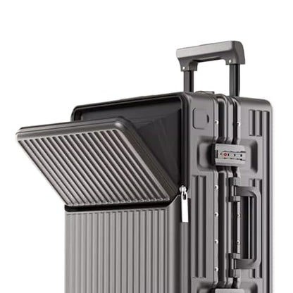 Carry on suitcase Zipperless Luggage,Polycarbonate Aluminum Hard Shell, Expandable Carry-On Suitcase with Spinner Wheels, 20 Inch Cabin - color: Dark Gray, size: 20 inch
