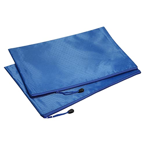 PATIKIL Waterproof Zipper File Bags 2 Pack B4 Document Storage Folders Bills Pencil Pouch for Office Travel, Blue - color: Blue