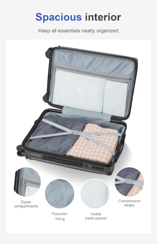 3-Piece ABS Spinner Luggage Set, 20/24/28 Inch Hard Shell Suitcases with Universal, Natural Graphite - color: B ++ Natural Graphite