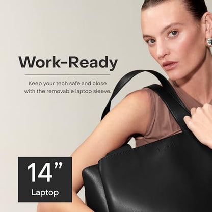 July Juliette Soft Work Tote Bag, Laptop Sleeve, 18L, Black - color: Black