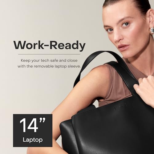 July Juliette Soft Work Tote Bag, Laptop Sleeve, 18L, Black - color: Black