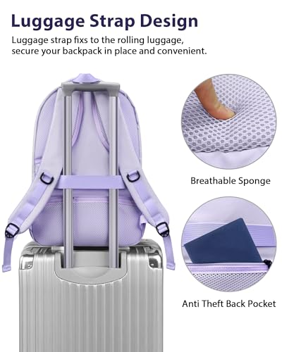 MATEIN Extra Large Laptop Backpack for Women, TSA Friendly Carry On Bag - color: Purple, size: 18 Inch